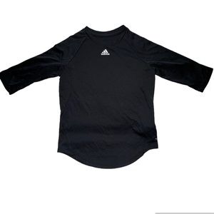 Adidas Boys Triple Stripe Sleeve Tech Baseball Practice Shirt size Small Black